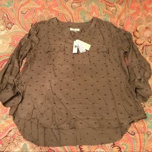 NWT Christopher & Banks PXL Green & Black Blouse